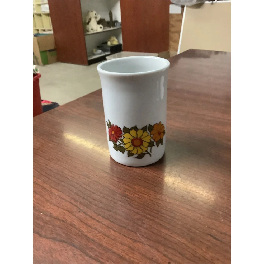 Vintage MCM Floral Porcelain Vase Juice Glass, 3.5” T, West Germany